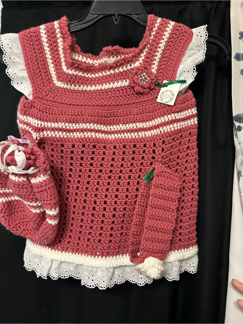 Handmade Pink & White Crocheted girl top